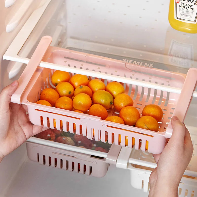 Adjustable Retractable Fridge Storage Rack & Drawer Organizer Fridge Storage Rack Oasis Select