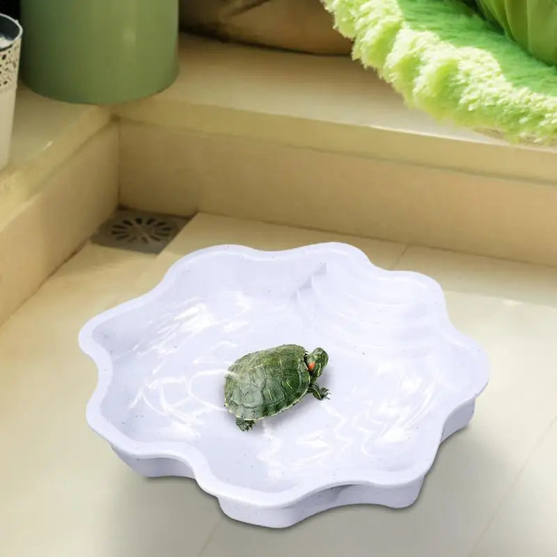 Turtle Pool Large Reptile Turtle Bathing Tub Feeding Bowl Lizards Habitat With Ramp Tortoise Feeder Bowl for Small Geckos Turtle Oasis Select