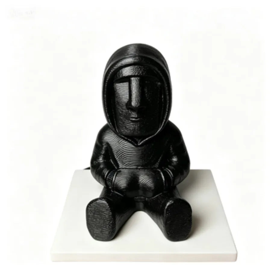 Easter Island Moai Statue- Authentic-Looking Polynesian Figurine Sculpture with Closed Hooded Sweater-like Tunic& Expressive Eye Oasis Select black
