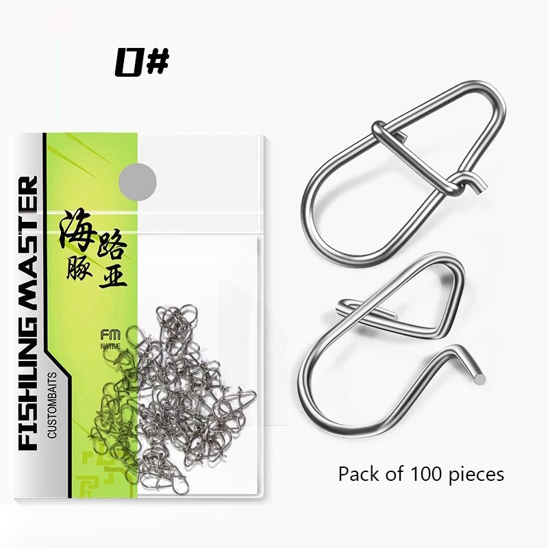 100Pcs Fishing Clips Fast Crankbait Snaps Fishing Lures Connectors Saltwater Fishing Duo Lock Lure Stainless Oasis Select 0 silvery