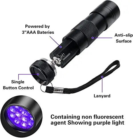 POCKETMAN 395nm UV Black Light Flashlight | Pet Stain Detector