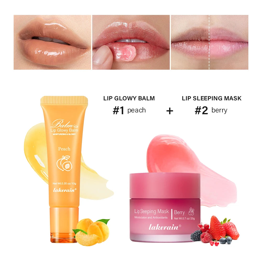 Lip Balm & Lip Mask Set Moisturizing Night Lips Care Multiple Colors Makeup Maintenance Lip Anti-Cracking Lip Oil Care Cosmetic Oasis Select SET 2