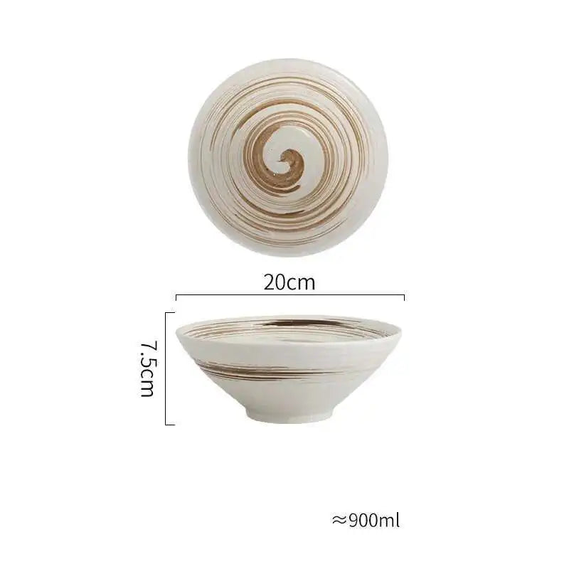 Japanese Ceramic Tableware Ramen Soup Noodle Bowls Commercial Bowl Home Restaurant Kitchen Dinnerware 7/8/9 Inch Oasis Select 8Inch Bowl F
