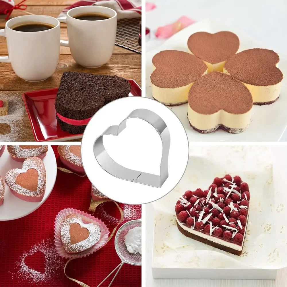 5Pcs Stainless Steel Heart Cookie Cutter Set Multiple Sizes Rust-Resistant Heart Shaped Cookie Cutters Heart Shaped Baking Tools Oasis Select