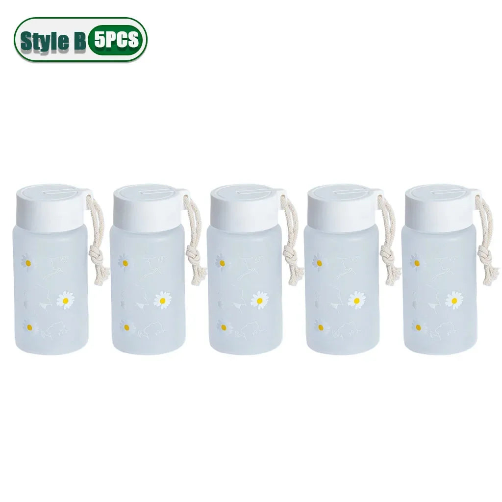 Small Daisy Frosted Plastic Mug Transparent Portable Travel Tea Cup BPA Free Cute Outdoor Girl Water Cup Children Water Bottle Oasis Select Style B-5PCS