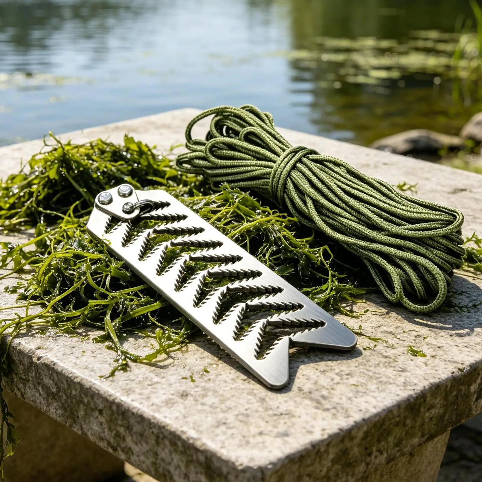 Pond Grass Cutter Foldable Serrated Grip Plant Catcher with 65.6ft Rope Pond Razor Rake for Underwater Dock Canal Shore Beach Oasis Select