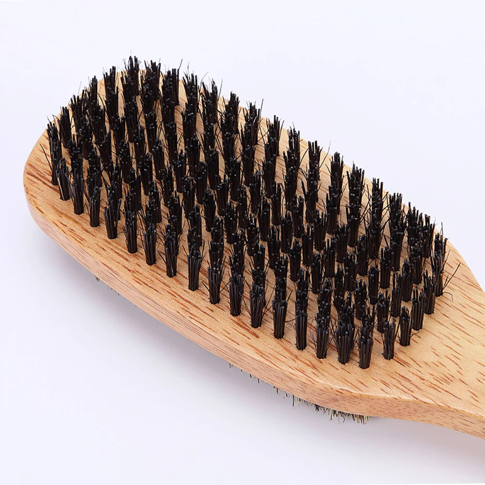 1PC Men Boar Bristle Hair Brush S/M/L Natural Wooden Wave Brush for Male Beard Hairbrush Dual-purpose Double-sided Beard Brush Oasis Select
