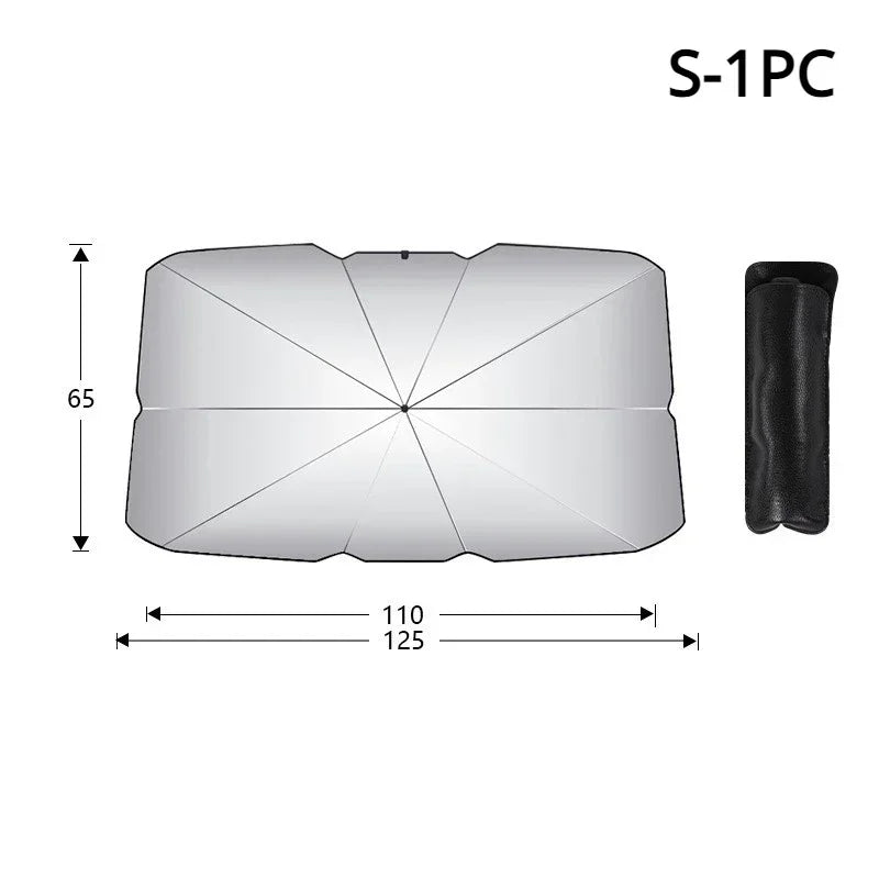 Folding Car Sunshade Umbrella Front Windshield Heat Insulation Sun Protector for Vehicle Interior Summer Travel Car Accessories Oasis Select Silver-S-1PC