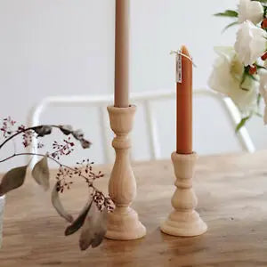 3 Size Wooden Vintage Candlesticks Table Candle Holder Wedding Home Dining Desktop Decoration Wood Candle Stand Candelabrum Oasis Select