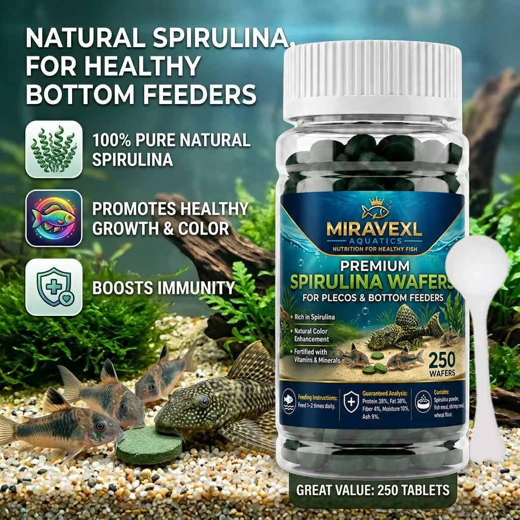 High Purity Spirulina Sinking Tablets: Premium Seaweed Aquarium Food for Bottom Feeders, Plecos, Corydoras & Red Shrimp. Oasis Select