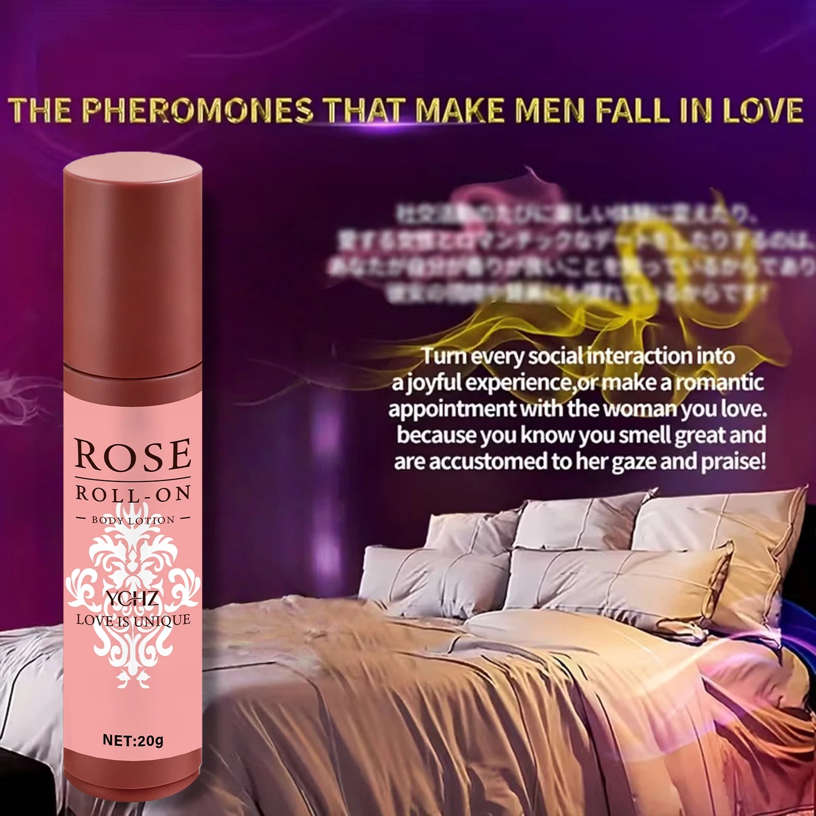 YCHZ Rose Roll-On Deodorant – 72-Hour Odor Protection, 20ml