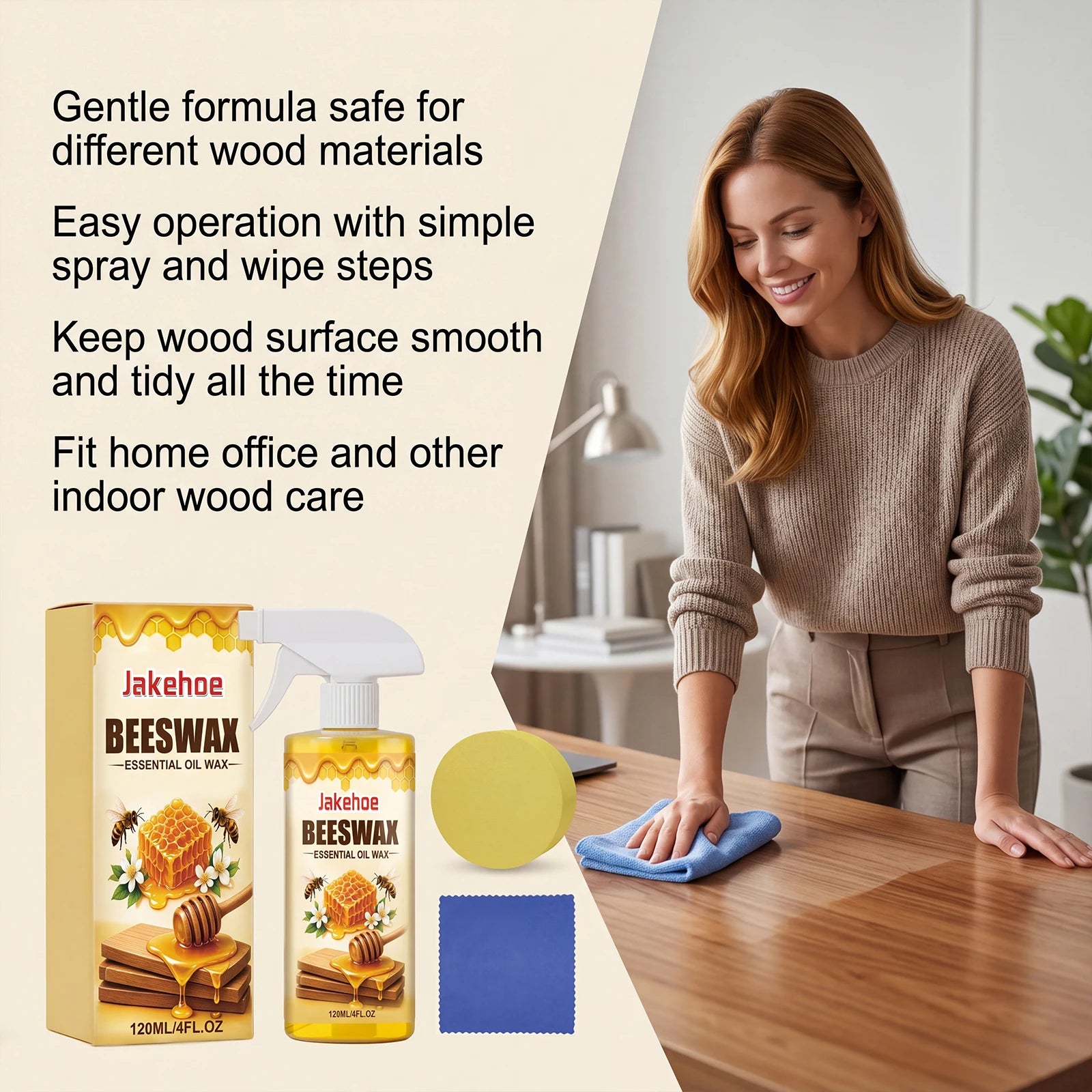 JAKEHOE Beeswax Wood Polish Spray – Furniture & Floor Restorer Wood Polish Spray Oasis Select