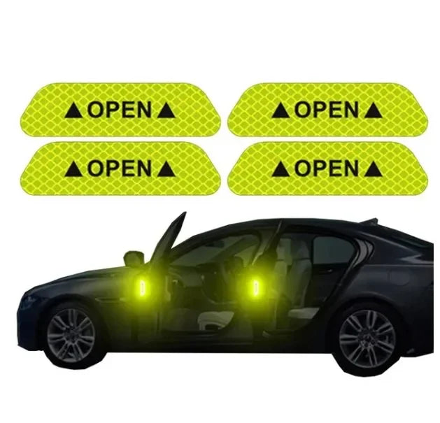 4/8/12/16pcs Reflective Car Door Sticker Safety Opening Warning Reflector Tape Decal Car Accessorie Interior Reflector Sticker Oasis Select Green 4pcs