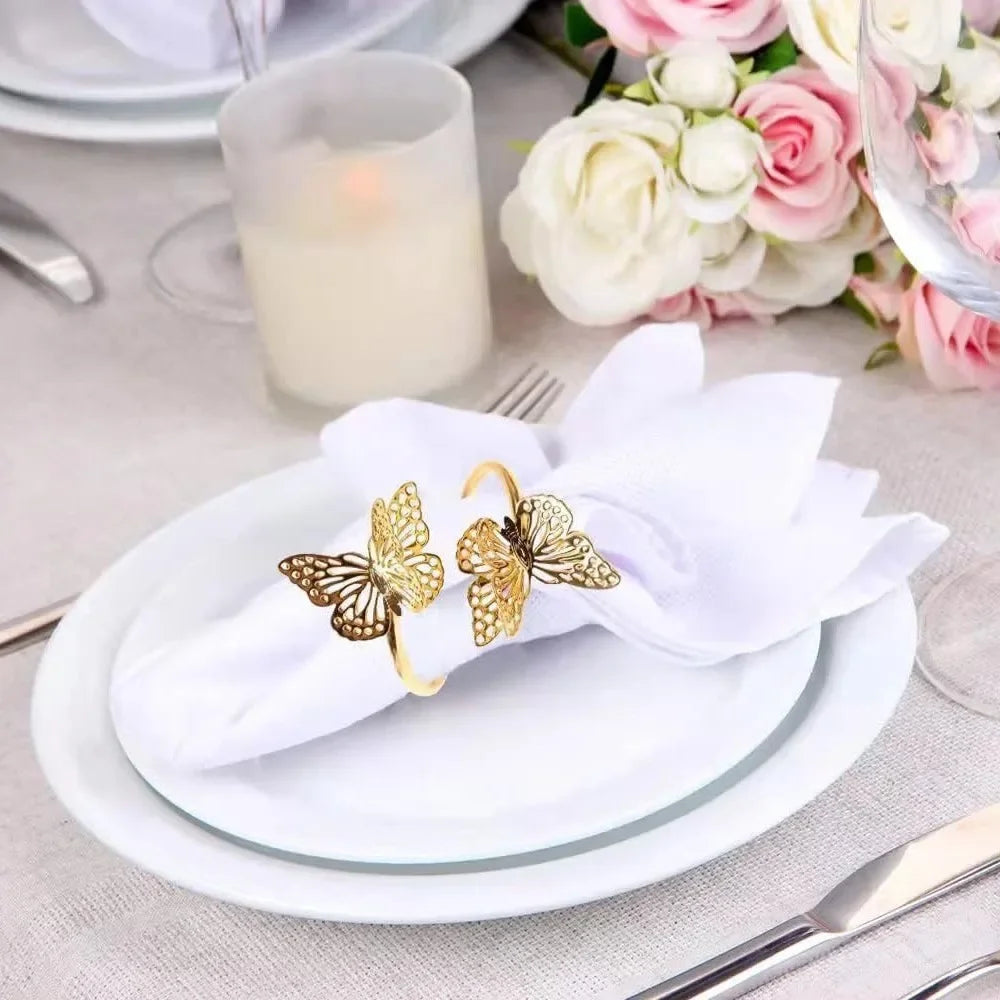 1-36PCS Butterfly Napkin Rings Wedding Table Decor Elegant Napkin Holders Creative Cloth Ring for Party Supplies Oasis Select