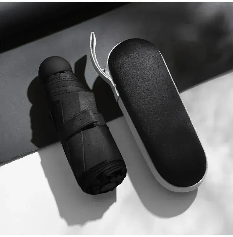 Capsule Mini Foldable Umbrella – Sun & Rain Dual-Use Portable Foldable Mini Umbrella Oasis Select Black