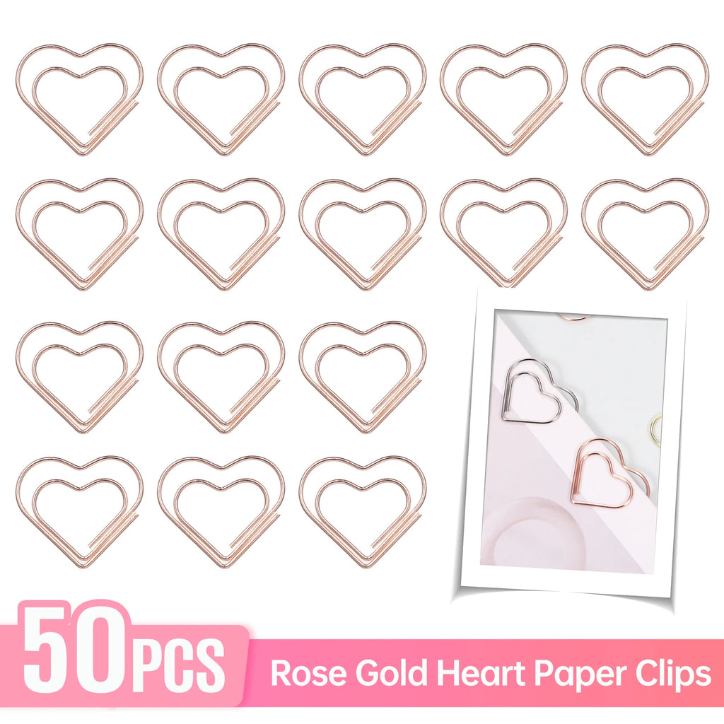 50pcs Paper Clips Gold Heart Paper Clips Small and Cute Love Shaped Paperclips for DIY Craft Scrapbooking Wedding Decoration Oasis Select Rose Gold