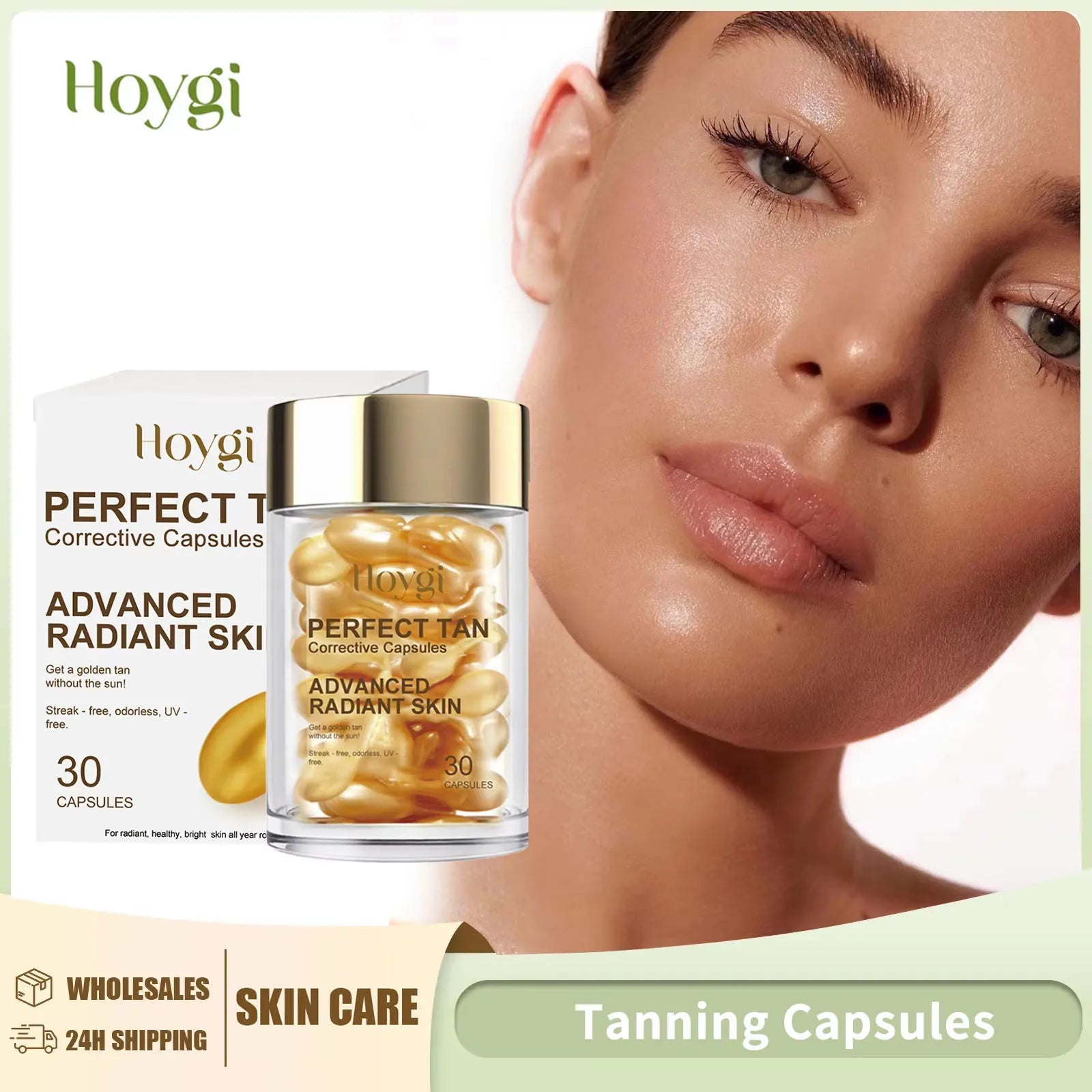 Portable Tanning Capsule UV Prevent Sunburn Tan Accelerator Outdoor Sunbathing Sunless Brightening Self-Tanning Serum Oasis Select