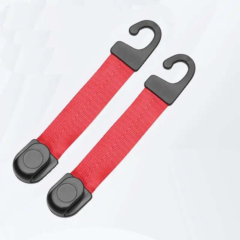 2Pcs Car Seat Back Webbing Hanger Adjustable Car Rear Front Seat Bag Storage Hook Car Back Seat Sundries Organizer Clip Oasis Select Red