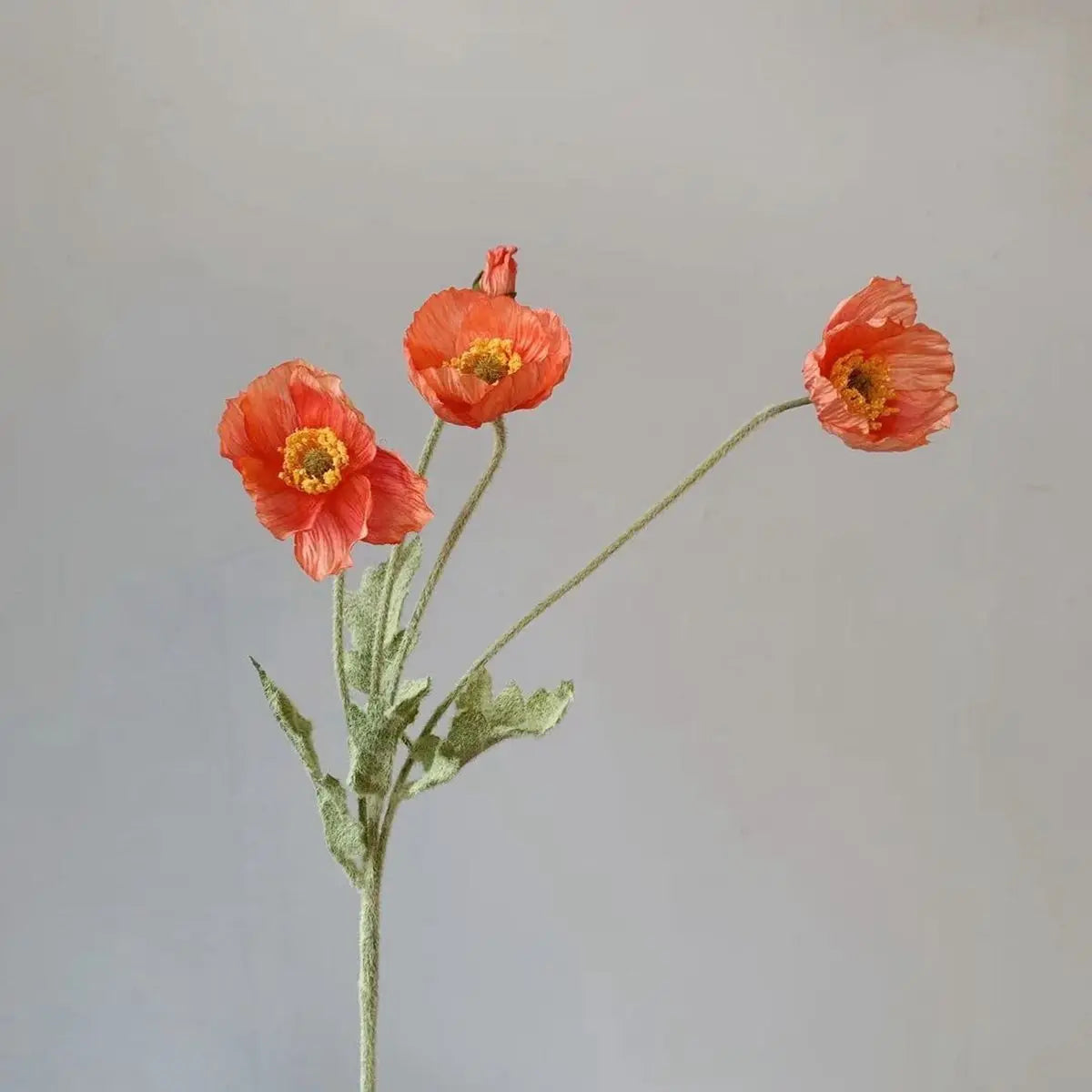 Bridal Real Touch Realistic Gorgeous Flocking Stem Faux Bouquet Silk Plants Fake Poppies Flowers Artificial Papaver Rhoeas Oasis Select dark coral