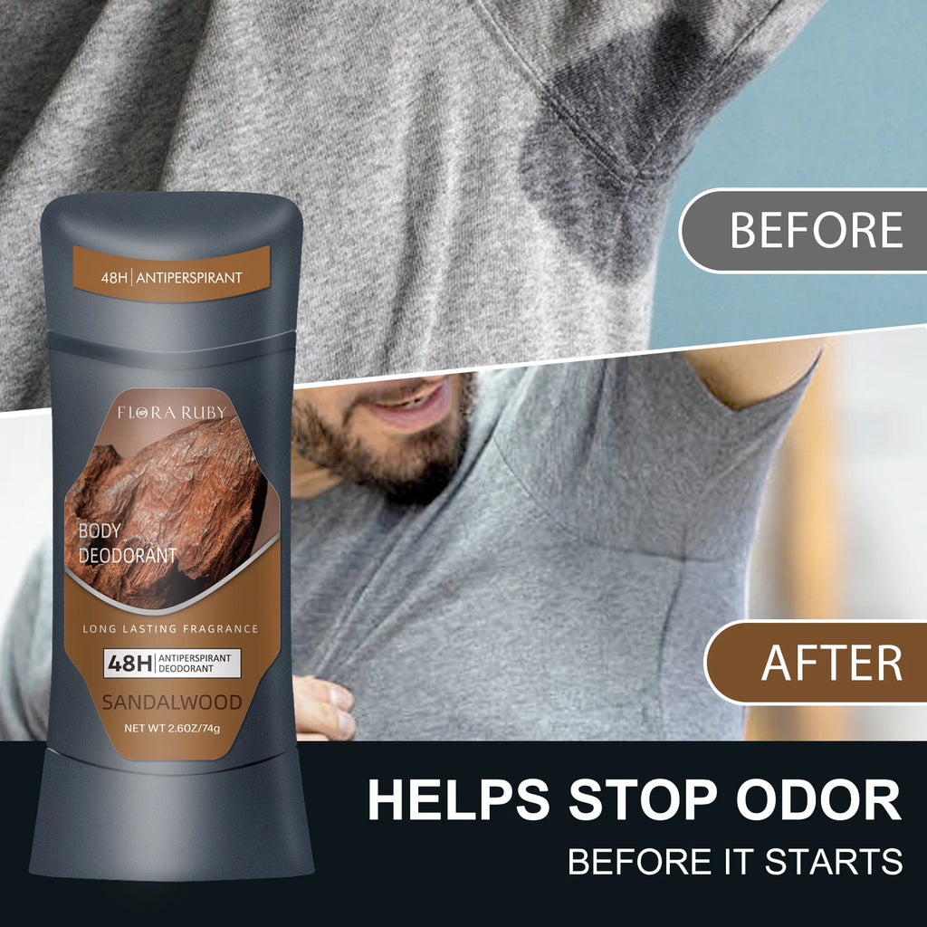 Men Sandalwood Deodorant Stick Anti Sweating Keep Drying Lasting Fragrance Remove Armpit Odor Underarm Refresh Sticks 74g Oasis Select
