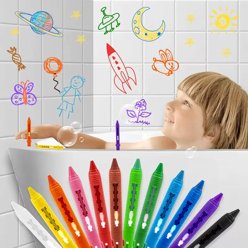 1/2sets Washable Bath Crayons Set, Colorful Easy-Clean Bathtub Markers for Toddlers, Fun Shower Art & Crafts for Kids, Pastel Oasis Select