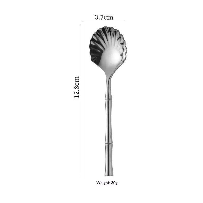 Heat Resistant Stainless Steel Seashell Dessert Spoon Reusable Coffee Stirring Spoon for Home Afternoon Tea Souvenir Oasis Select A2