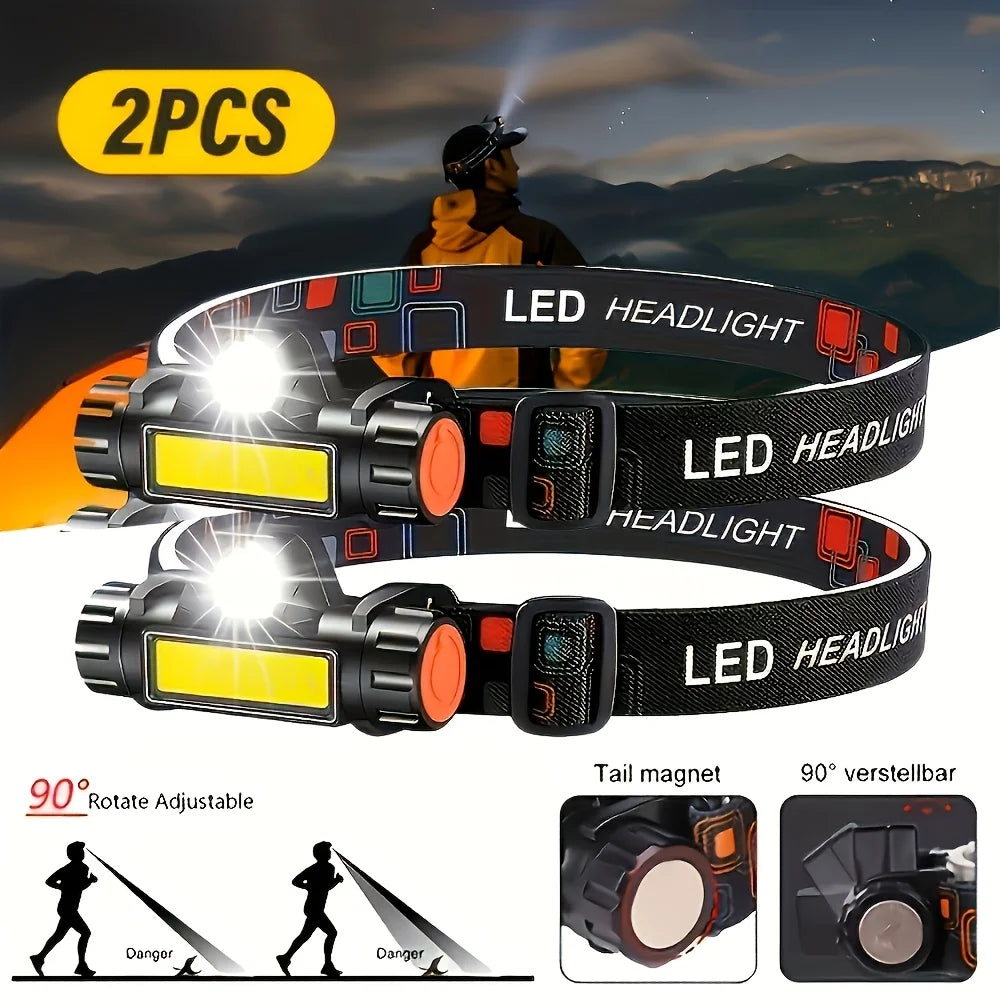 1-5PCS Rechargeable COB LED Headlamp Strong Magnetic Powerful Headlight Super Bright Waterproof Head Torch For Outdoor Fishing Oasis Select