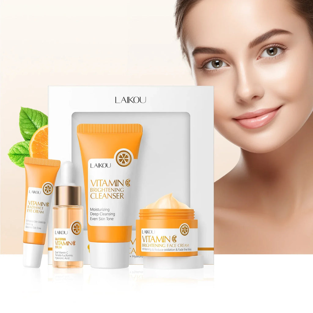 Anti Aging Vitamin C Brightening Skin Care Kit Hydrating Serum Moisturizer Eye Cream Face Treatment Cleanser Oasis Select