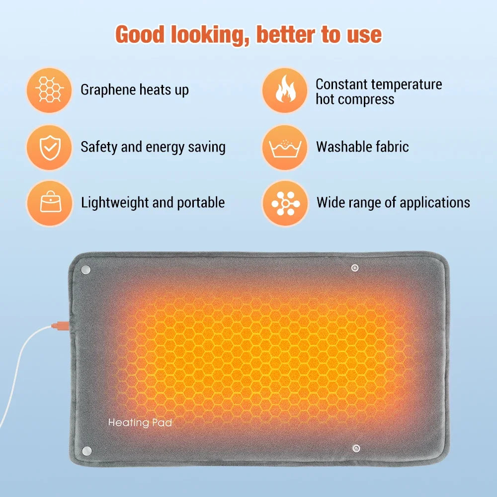 AFDEAL Graphene USB Hand Warmer Electric Heating Pad – 50°C