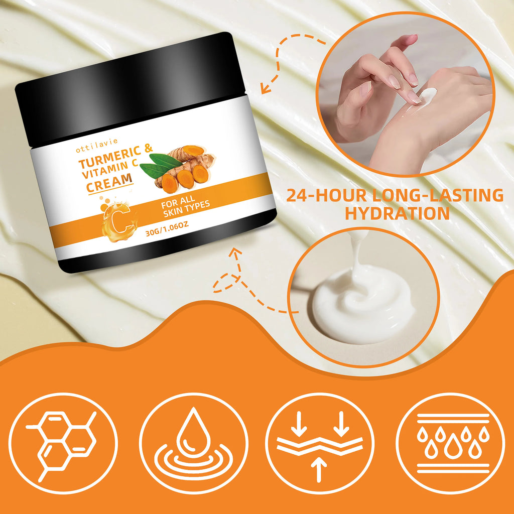 Turmeric & Vitamin C Cream 2pc Set – Hydrating, All Skin Types Face & Body Cream Oasis Select