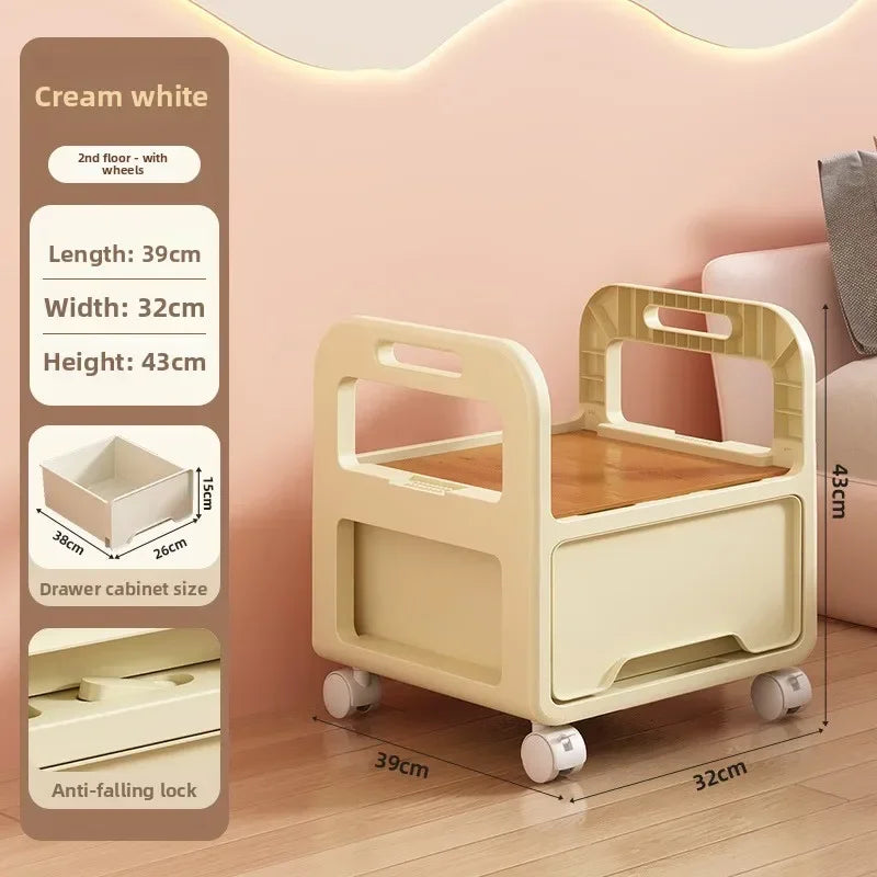 Multi-functional Drawer storage cabinet household living room snacks toys plastic storage box Oasis Select White 32-2B