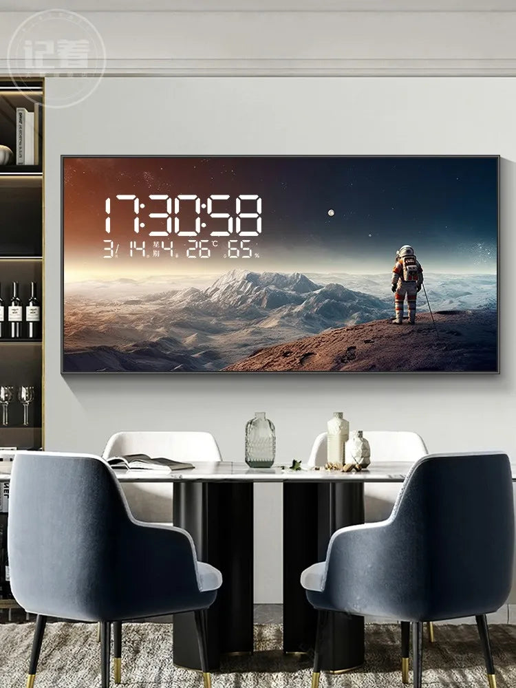 Starry Moon Perpetual Calendar Electronic Clock Guest Restaurant Decorative Painting Dynamic LED Lights Luminous Wall Clock Oasis Select