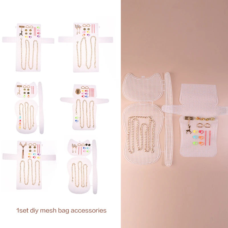 1 Set Auxiliary Knitting Plastic Mesh Kit DIY Craft Bag Knitting Materials Handbag Shoulder Bag Mesh Cover Bag Bag Accessories Oasis Select