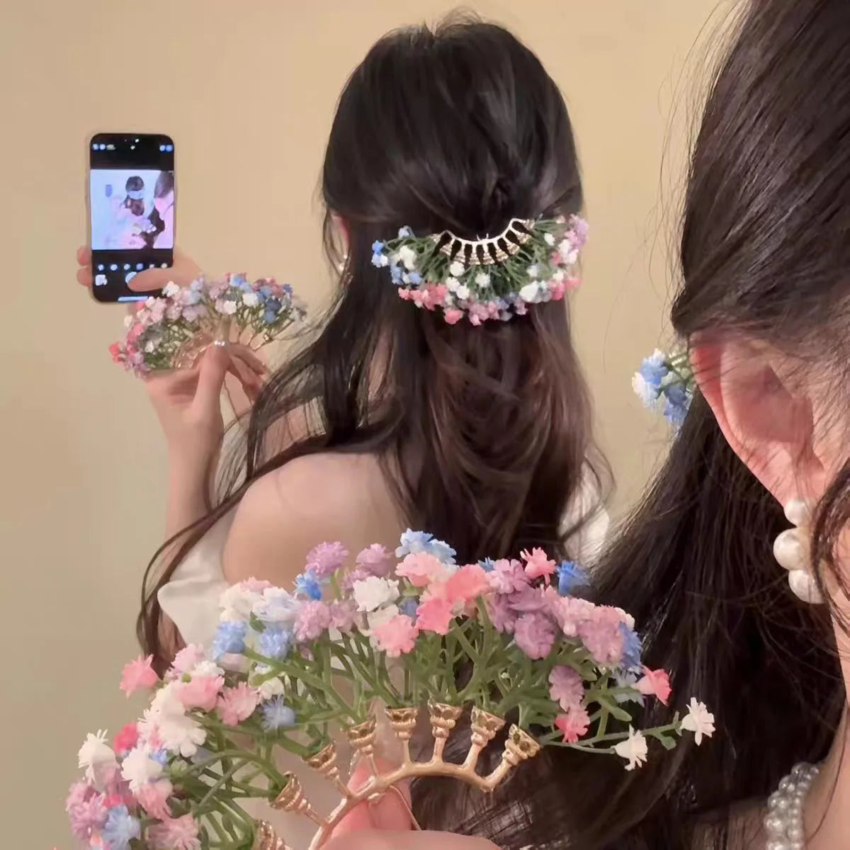 Baby's Breath Flower Hair Clip – Elegant Bridal Hairpin Floral Hair Clip Oasis Select