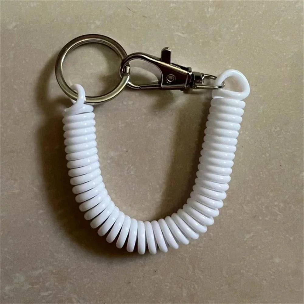 1/2/4pcs Spiral Telescopic Spring Coil Keychain Anti-Theft And Anti Loss Pull Rope Safety Keyring, With Metal Lobster Buckle Oasis Select C