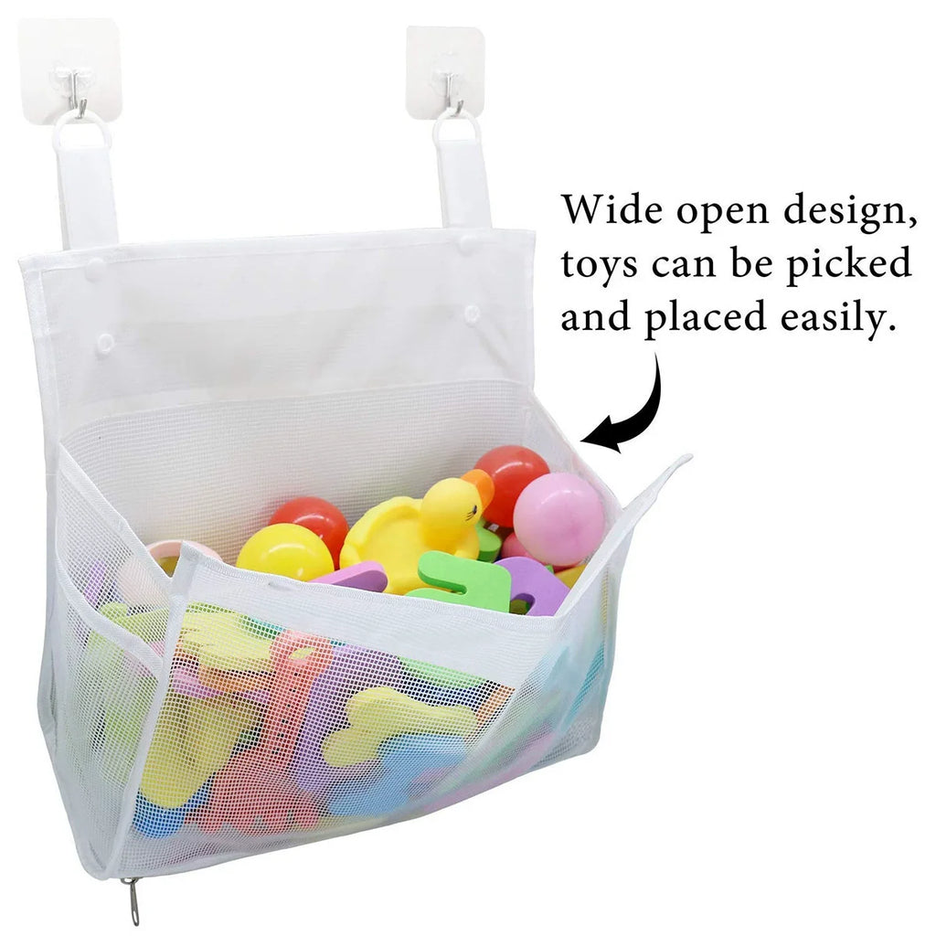 Kids Bath Toy Organizer Hanging Storage Bag with Large Open Top & Zipper-Shower Bathtub Organizer for Toys Toy Storage Packaging Oasis Select