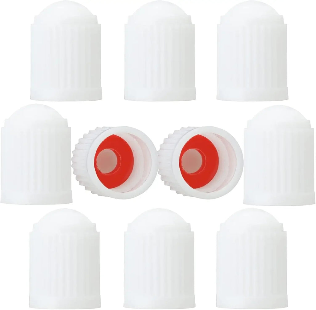 Tire Stem Valve Caps Tyre Valve Caps with O Seal Ring, Universal Stem Dust Covers for SUV, Cars, Bike, Motorcycles, Trucks Oasis Select White-10Pcs