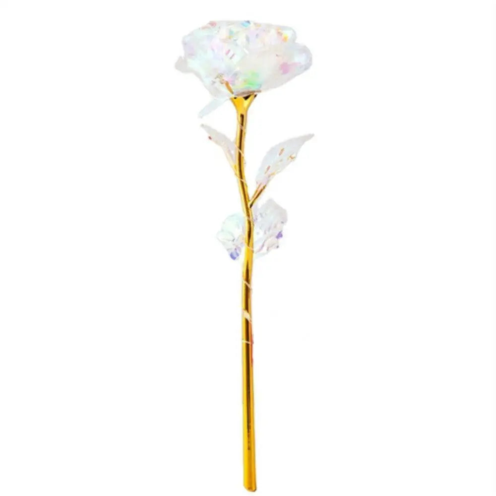 Multi-Color Gold Plated Rose Flower Romantic Valentine’s Day Mother's Day Gift Garden Decoration Flower Decoration Oasis Select White