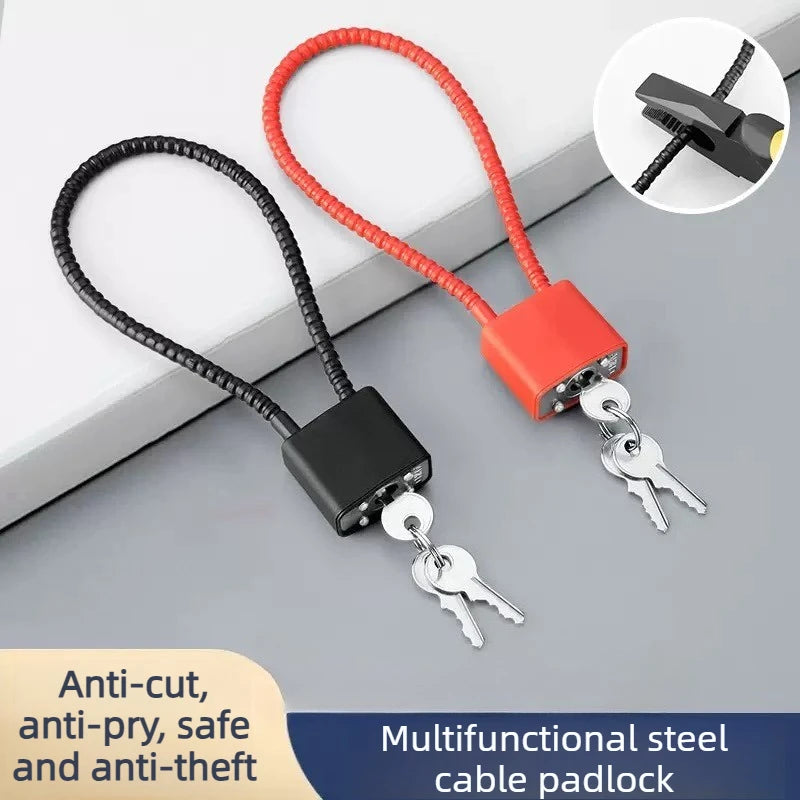 Portable Steel Cable Safety Lock 20/28/38cm Anti-Theft Outdoor Padlock Gun Trigger Lock for Locker & Cabinet with Keys Oasis Select