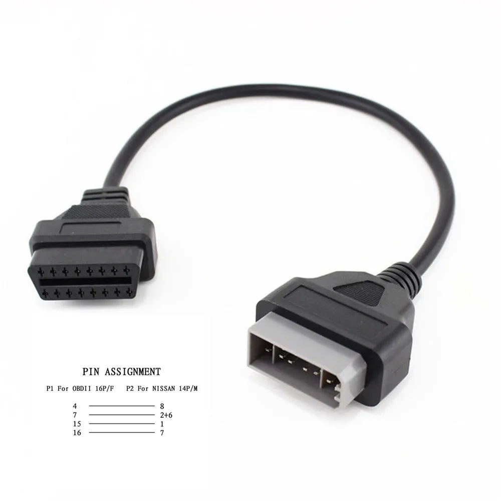 Nissan 14-Pin to OBD2 16-Pin Diagnostic Adapter Cable OBD Diagnostic Adapter Oasis Select