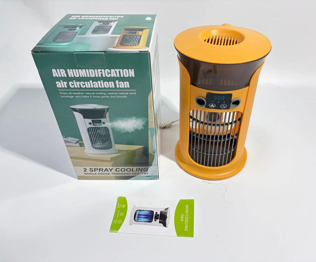USB Mini Air Cooler Fan | Misting, Humidifier & Night Light Portable Misting Fan Oasis Select Yellow
