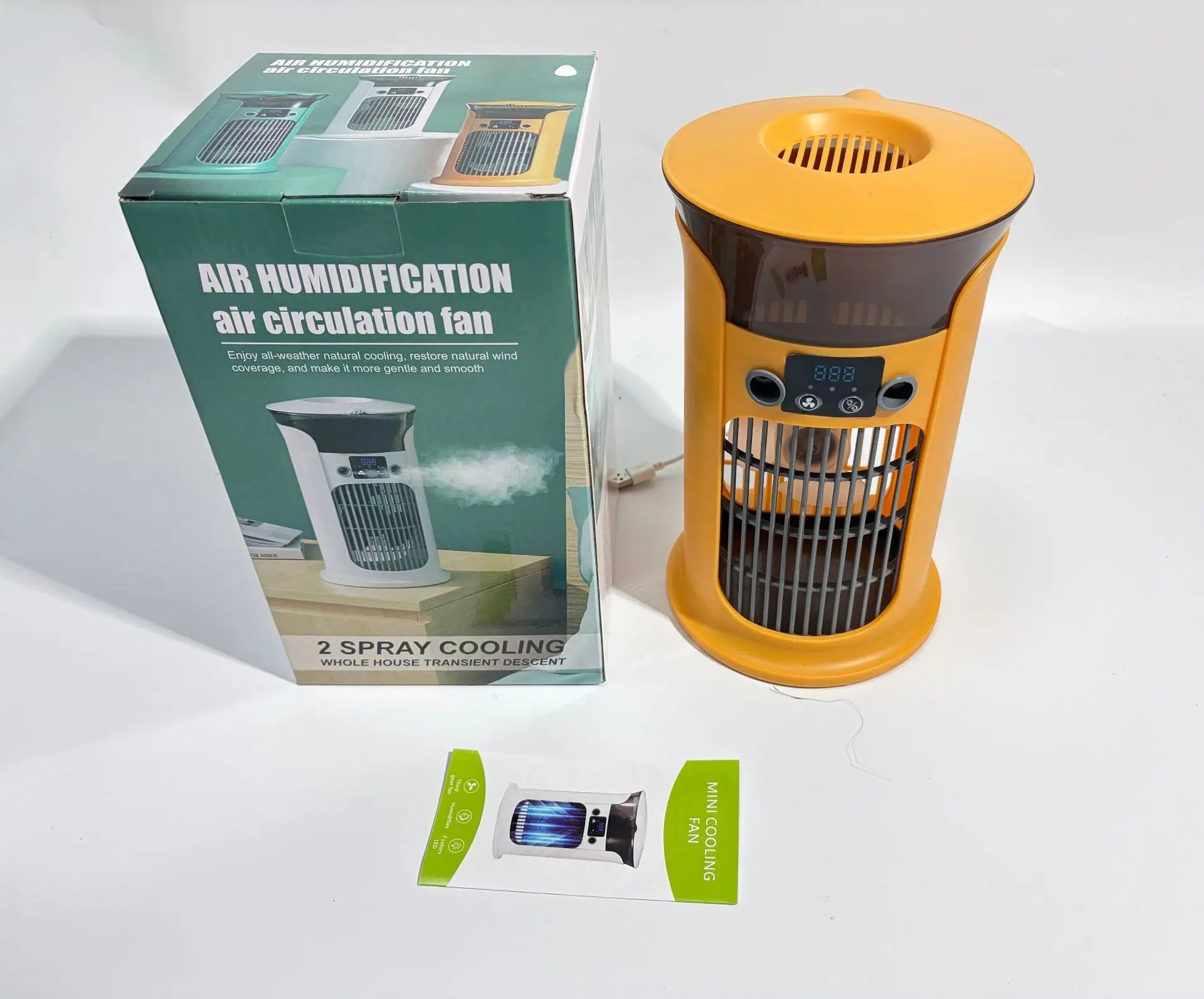 USB Mini Air Cooler Fan | Misting, Humidifier & Night Light Portable Misting Fan Oasis Select Yellow