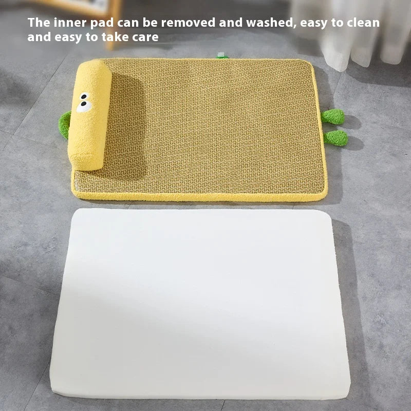 Summer Pet Cooling Mats - Rattan - Woven, Breathable & Heat - Dissipating | Detachable Washable Dog Cat Beds with Neck Guards Oasis Select