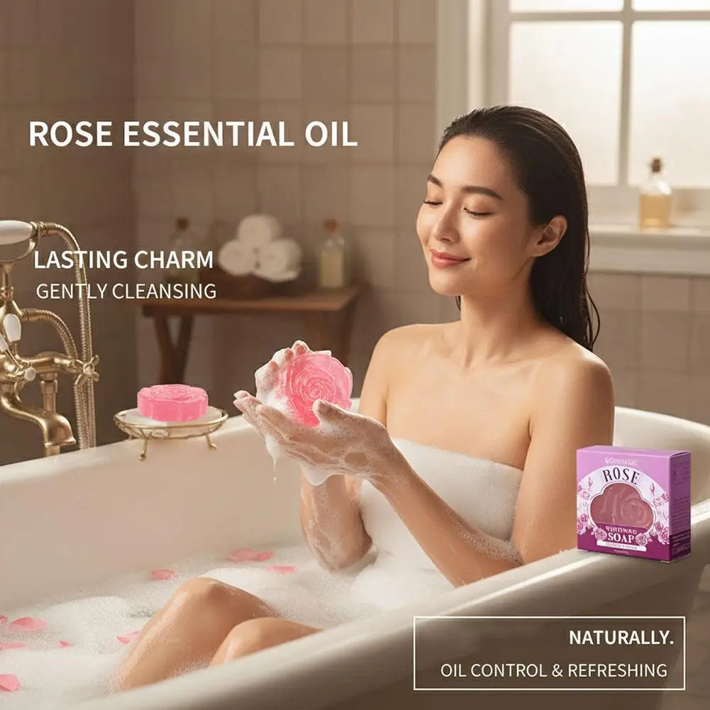 Body odor Cleansing Rose Soap Bar Body Care Face Wash Exfoliating Whitening Soap Fruit Handmade Shower Soap Oasis Select