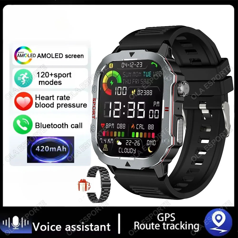 2.19" AMOLED Smartwatch | BT Calling, GPS, 5ATM, Heart Rate