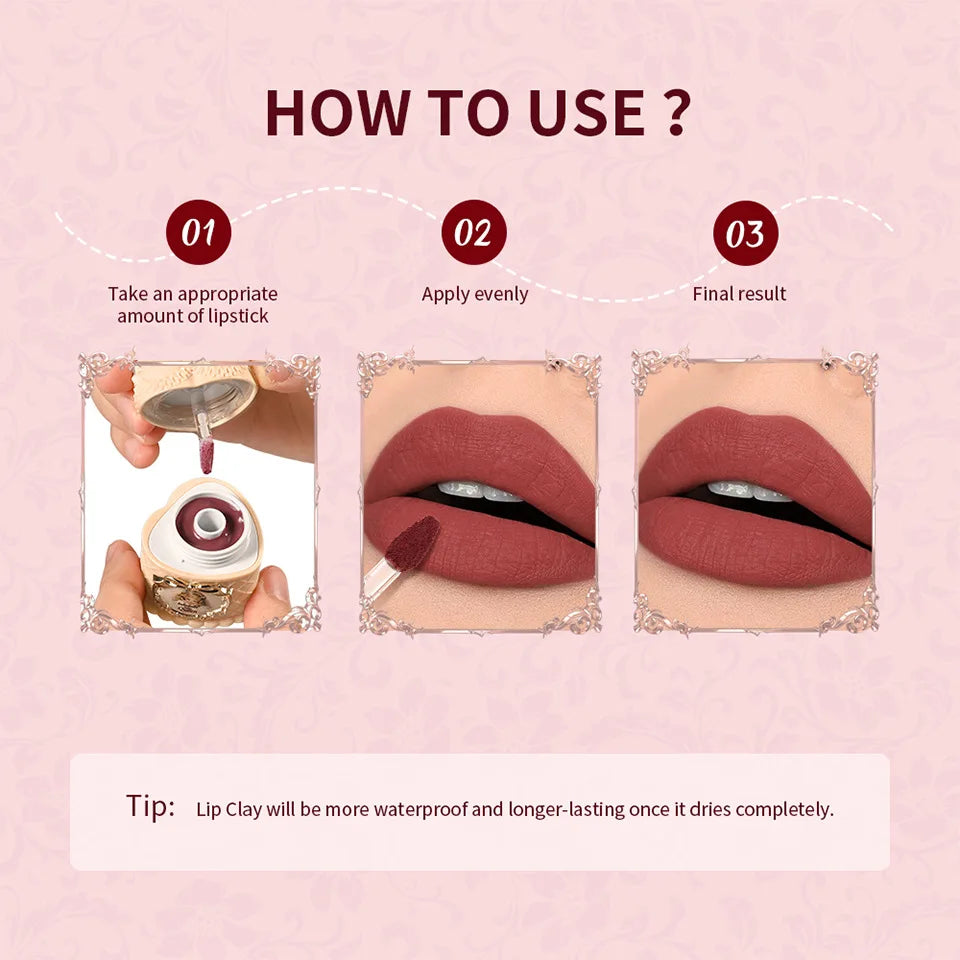 5ml Strawberry Cake Matte Lip Mud, Velvet Matte Lipstick, Retro High Pigment Soft Focus Lip Gloss Oasis Select