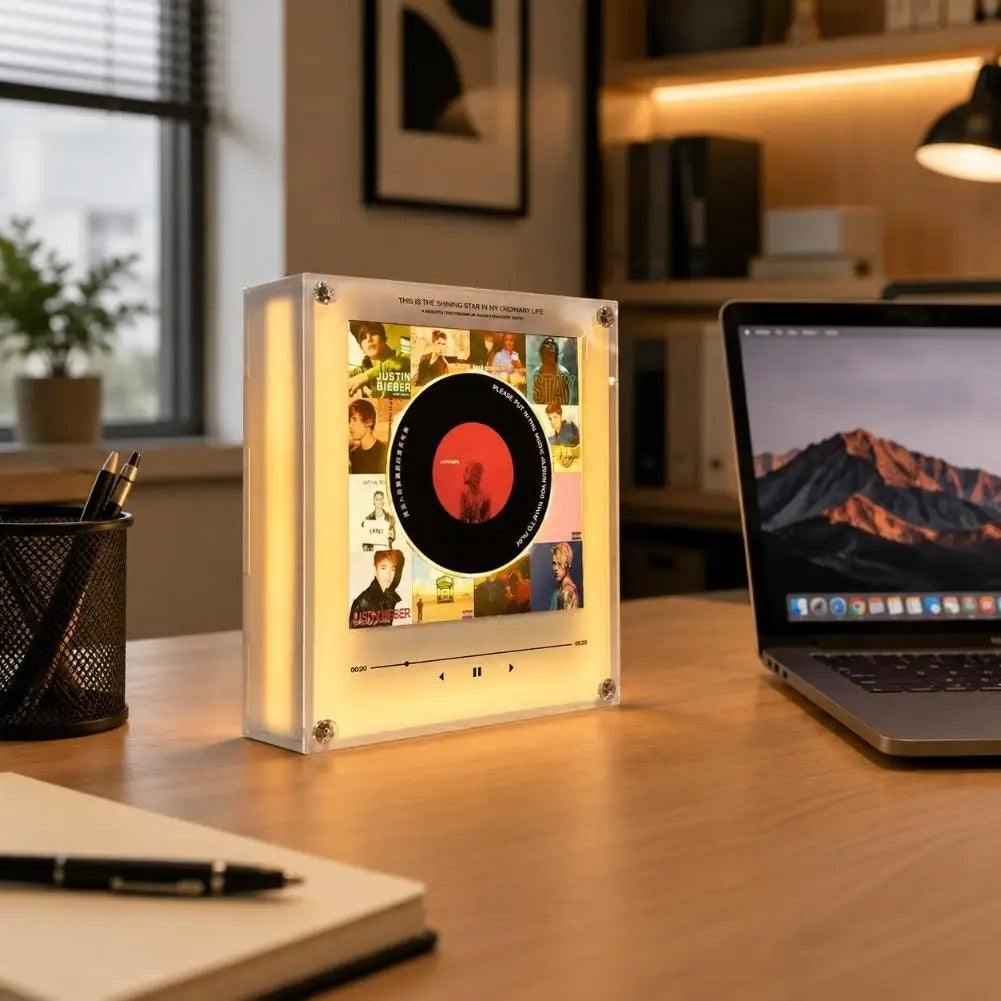 NFC Sensing Song Player With Acrylic Built-in Speaker Rotating Disc Night Light Automatic Singing Refrigerator Magnetic Sticker Oasis Select