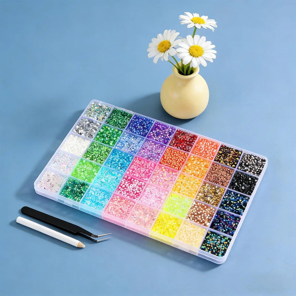 Rhinestones for Crafting 32000 Pieces 3mm Jelly Rhinestones with 40 Colors Jelly Gems Decoration for Jewelry Crafts Shoes Oasis Select