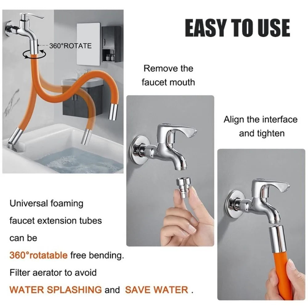 Water Tap Accessories Faucet Extender Pipe 360° Rotating Wash Basin Lengthening Tube Free Bending Rotatable Flexible Hose Oasis Select