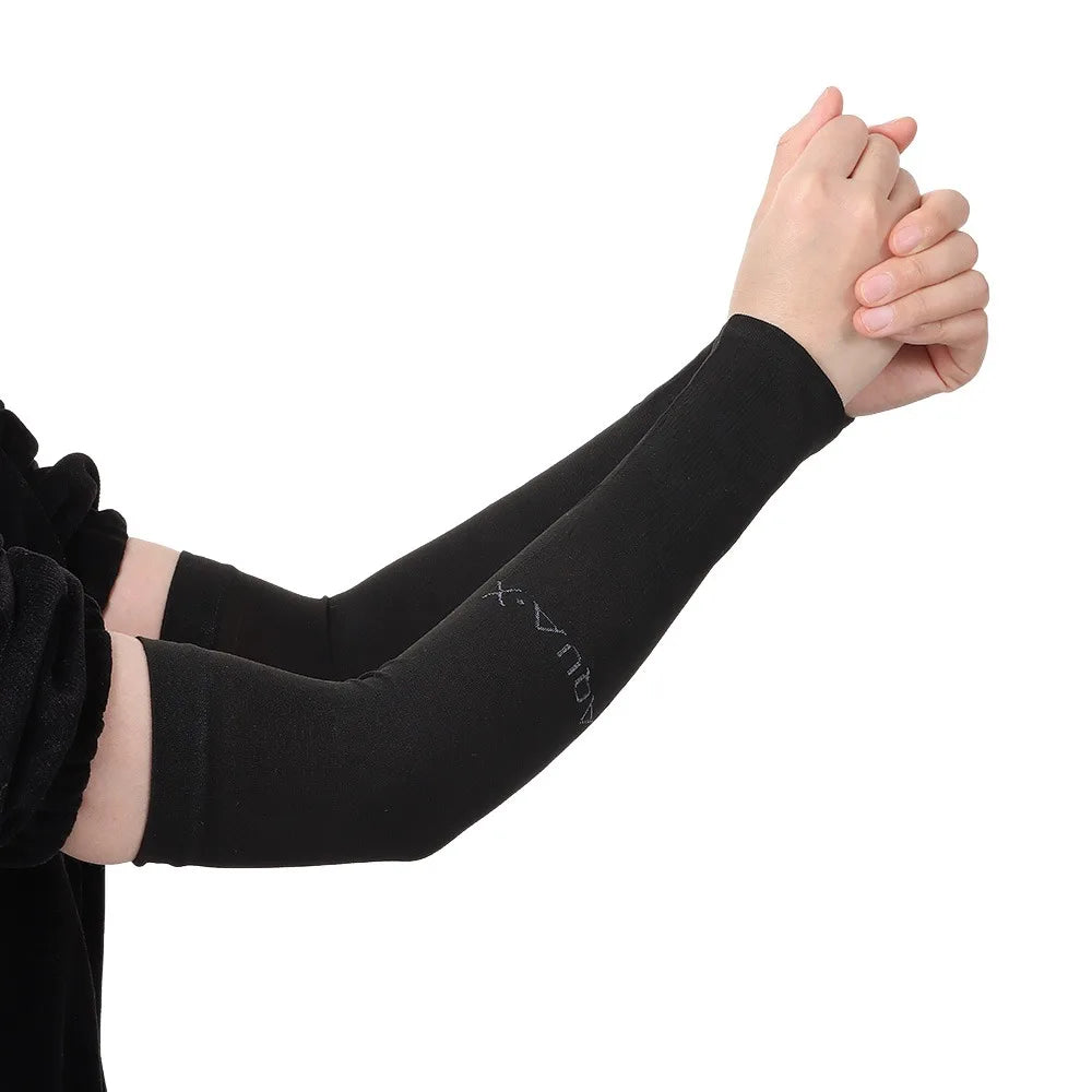 New Breathable Sun Protection Sleeves Summer Cooling Quick Drying Driving Sleeves Anti-UV Elastic Fishing Running Sleeves Oasis Select Black-Straight Style